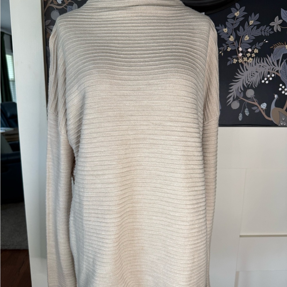French Connection Beige Ribbed Mock Neck Sweater creamy Beige Sz XS
